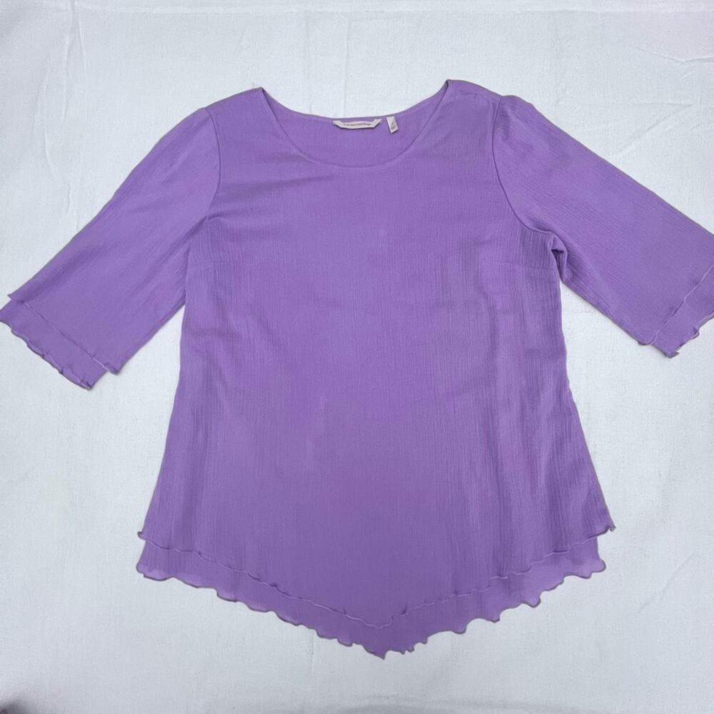 Soft Surroundings Lavender Layered Hem Tunic Top Women’s Size S Crinkle knit